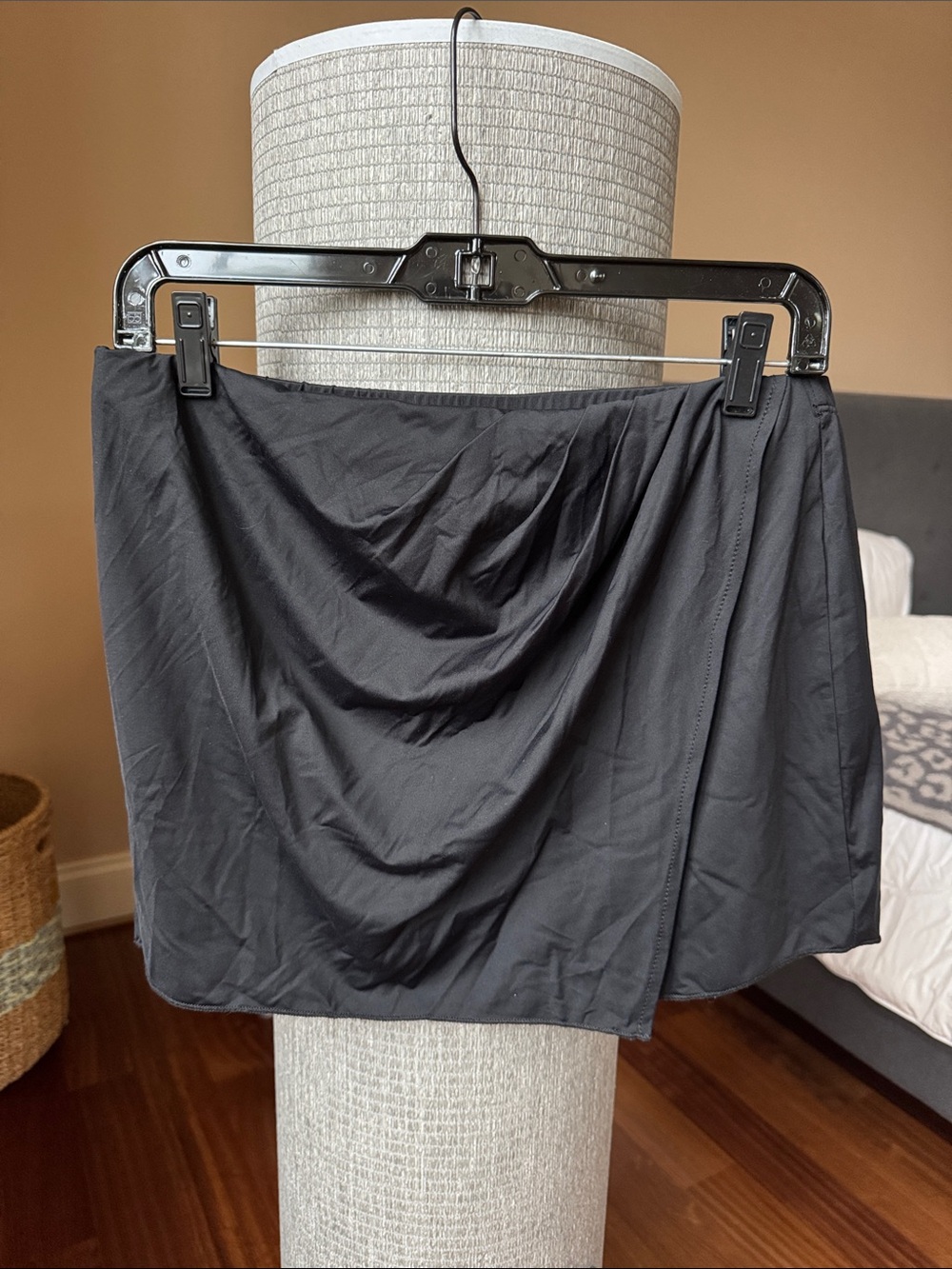 BECCA Black Draped Swim Cover-Up Mini Skirt